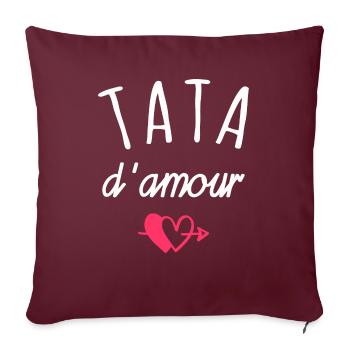 tata d amour / cadeau humour tata - Housse de coussin décorative 45 x 45 cm - bordeaux - Devant