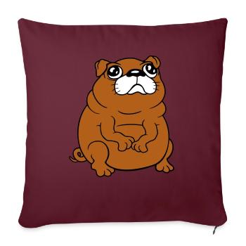 Le chien carlin est assis petite bite mendiante a l’air triste - Housse de coussin décorative 45 x 45 cm - bordeaux - Devant