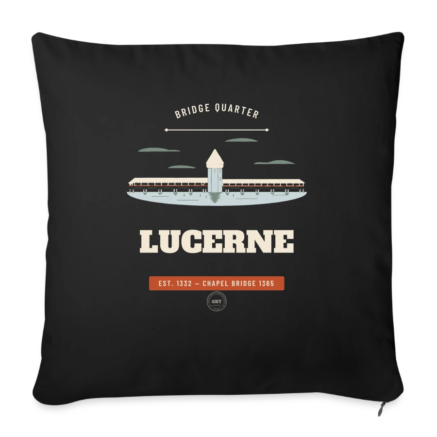 Lucerne badge on a sofa pillowcase 17,3'' x 17,3'' (45 x 45 cm), black