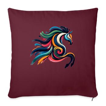 Cheval abstrait cheval - Housse de coussin décorative 45 x 45 cm - bordeaux - Devant