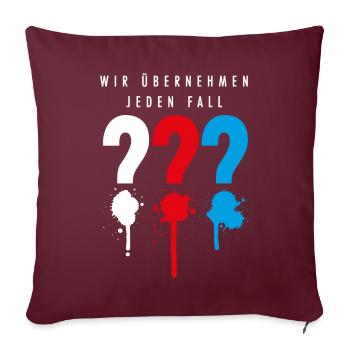 Die Drei ??? Wir übernehmen jeden Fall - Sofakissenbezug 45 x 45 cm - Burgunderrot - Vorne