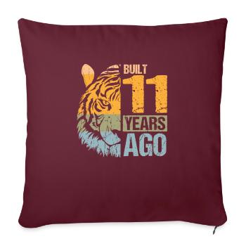 11ème anniversaire Tiger Cat Animals Lion Cadeau - Housse de coussin décorative 45 x 45 cm - bordeaux - Devant