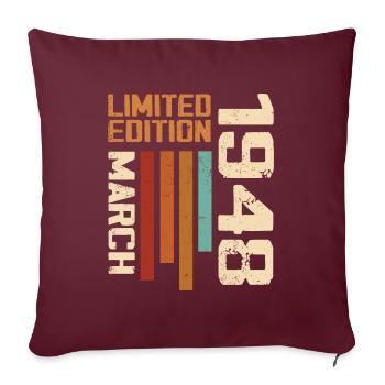 Mars 1948 Anniversaire 1948 Retro 1948 Mars - Housse de coussin décorative 45 x 45 cm - bordeaux - Devant
