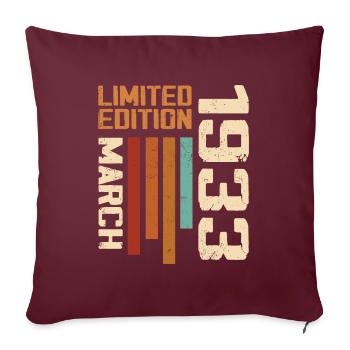 Mars 1933 Anniversaire 1933 Retro 1933 Mars - Housse de coussin décorative 45 x 45 cm - bordeaux - Devant