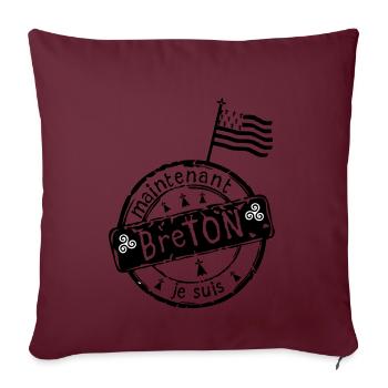 logo je suis breton maintenant drapeau - Housse de coussin décorative 45 x 45 cm - bordeaux - Devant