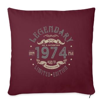 1974 Anniversaire legendary Né 1974 - Housse de coussin décorative 45 x 45 cm - bordeaux - Devant