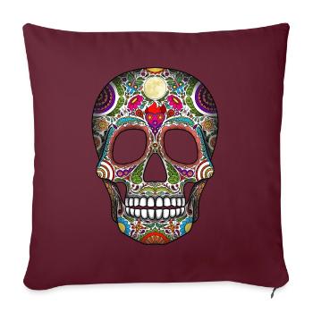 Sugar Skull Jour des Morts - Housse de coussin décorative 45 x 45 cm - bordeaux - Devant