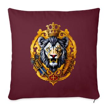 Lion avec armoiries - Housse de coussin décorative 45 x 45 cm - bordeaux - Devant