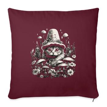 Champignons cottagecore pour chat - Housse de coussin décorative 45 x 45 cm - bordeaux - Devant