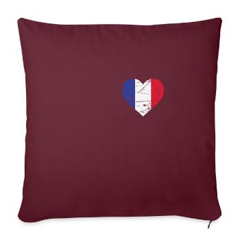 France Heart Flag France Patriot Fan - Housse de coussin décorative 45 x 45 cm - bordeaux - Devant
