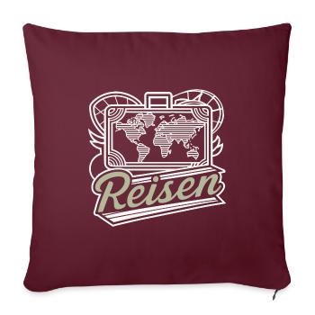Reisekoffer Perfekt für Weltenbummler Urlaub - Sofakissenbezug 45 x 45 cm - Burgunderrot - Vorne
