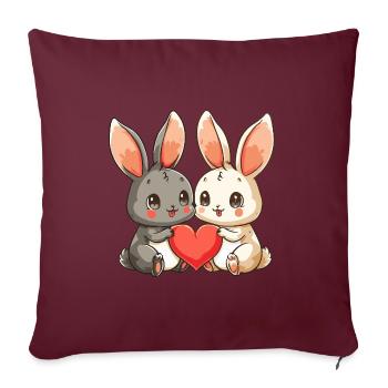 Hase Paar Liebe Ostern Valentinstag - Sofakissenbezug 45 x 45 cm - Burgunderrot - Vorne