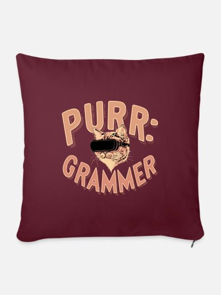 Purr-Grammer Katze Coder Lustig IT Nerd Präsent - Sofakissenbezug 45 x 45 cm - Burgunderrot