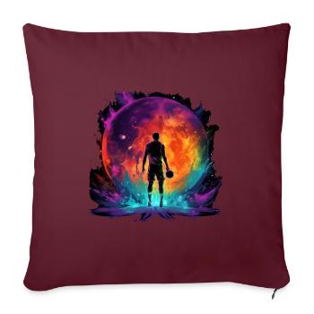 Joueur de basket-ball en design d’art pour les fans de sport - Housse de coussin décorative 45 x 45 cm - bordeaux - Devant