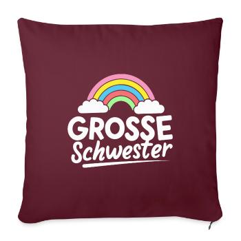 Große Schwester Regenbogen Schwangerschaft - Sofakissenbezug 45 x 45 cm - Burgunderrot - Vorne