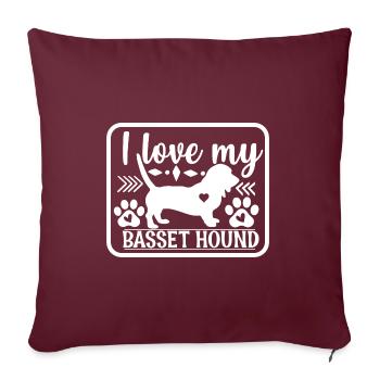 Basset Hound - Housse de coussin décorative 45 x 45 cm - bordeaux - Devant