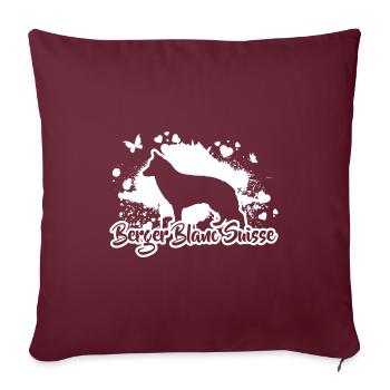 BERGER BLANC SUISSE Chiens Wilsigns - Housse de coussin décorative 45 x 45 cm - bordeaux - Devant