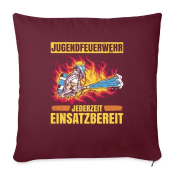 Jugendfeuerwehr Jederzeit Einsatzbereit Jugendfeue - Sofakissenbezug 45 x 45 cm - Burgunderrot - Vorne