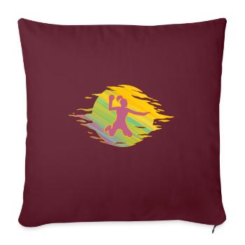 Handball Handballspielerin Sprungwurf handballgirl - Sofakissenbezug 45 x 45 cm - Burgunderrot - Vorne