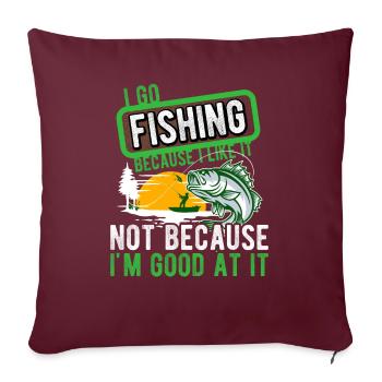 Angler Hobbyangler Fischer - Sofakissenbezug 45 x 45 cm - Burgunderrot - Vorne