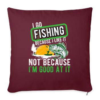 Angler Hobbyangler Fischer - Sofakissenbezug 45 x 45 cm - Burgunderrot - Vorne