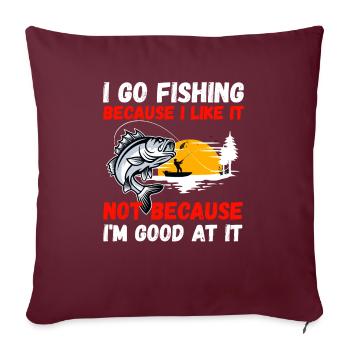 Angler Hobbyangler Fischer - Sofakissenbezug 45 x 45 cm - Burgunderrot - Vorne