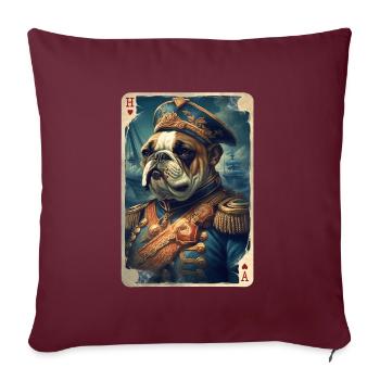 Carte à jouer Bulldog anglais - Housse de coussin décorative 45 x 45 cm - bordeaux - Devant