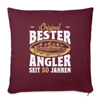 Drôle de pêcheur à la ligne hobby pêcheur idée cadeau pour 50. - Housse de coussin décorative 45 x 45 cm - bordeaux - Devant