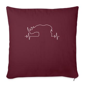 Battement de cœur Rhinocéros Rhinos Silhouette Afrique - Housse de coussin décorative 45 x 45 cm - bordeaux - Devant