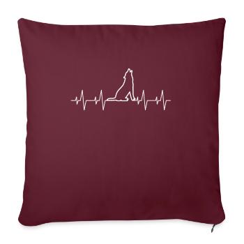 Heartbeat Wolf Loups Chasseur Protecteur de loup de chasse - Housse de coussin décorative 45 x 45 cm - bordeaux - Devant
