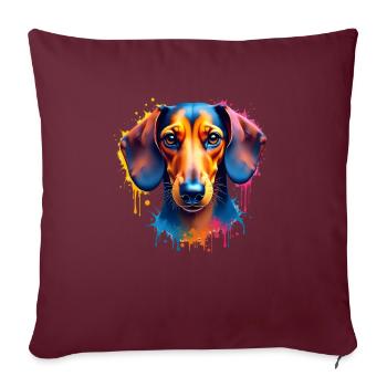 Teckel Coloré Art Oeuvre Motif Animal Teckel - Housse de coussin décorative 45 x 45 cm - bordeaux - Devant
