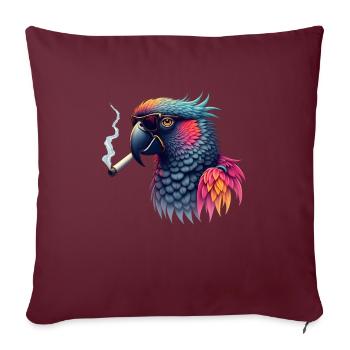Perroquet avec des lunettes de soleil motif animal fumant - Housse de coussin décorative 45 x 45 cm - bordeaux - Devant