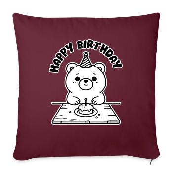 Birthday Bear having cake - Happy Birthday Design - Sofa pillowcase 17,3'' x 17,3'' (45 x 45 cm) - burgundy - Front