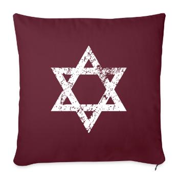 Étoile de David - Design juif - Housse de coussin décorative 45 x 45 cm - bordeaux - Devant