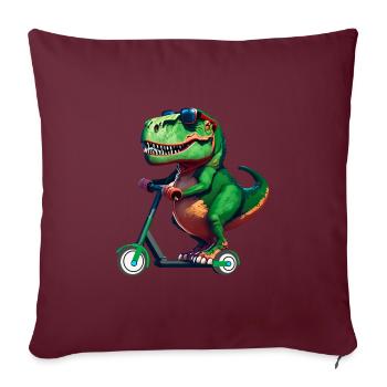 T-Rex Dinosaur Dino Scooter E-Scooter Stunts - Housse de coussin décorative 45 x 45 cm - bordeaux - Devant