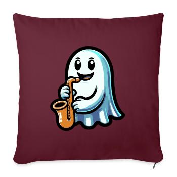 Fantôme d’Halloween jouant du saxophone - Housse de coussin décorative 45 x 45 cm - bordeaux - Devant
