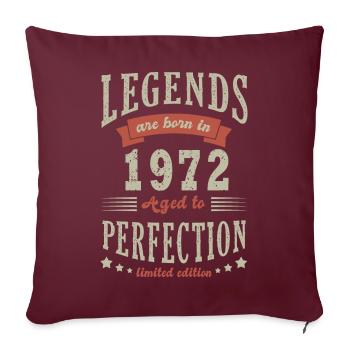 légende né en 1972 Cadeau anniversaire 51 ans - Housse de coussin décorative 45 x 45 cm - bordeaux - Devant