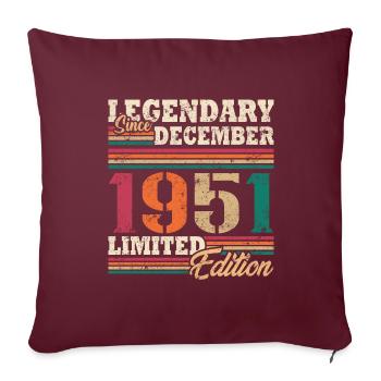 Légendaire Décembre 1951 édition limitée - Housse de coussin décorative 45 x 45 cm - bordeaux - Devant