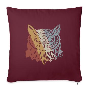 Eule Retro Style Vintage - Sofakissenbezug 45 x 45 cm - Burgunderrot - Vorne