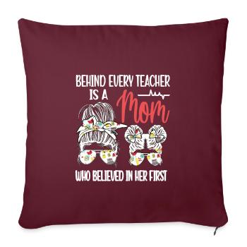 Mère d’une enseignante Maman d’une enseignante Mère - Housse de coussin décorative 45 x 45 cm - bordeaux - Devant