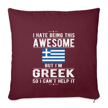 Grèce Grèce Drapeau Origine grecque - Housse de coussin décorative 45 x 45 cm - bordeaux - Devant
