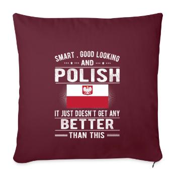 Pole Pologne Drapeau Origine polonaise Racines Pologne - Housse de coussin décorative 45 x 45 cm - bordeaux - Devant