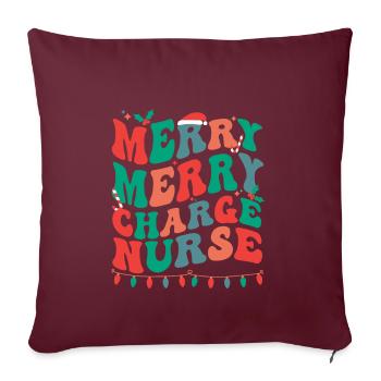 Charge Infirmière Noël Charge Nursing Xmas Gifts - Housse de coussin décorative 45 x 45 cm - bordeaux - Devant
