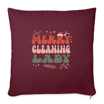 Nettoyage Dame de Noël Ménage Cadeaux de Noël - Housse de coussin décorative 45 x 45 cm - bordeaux - Devant