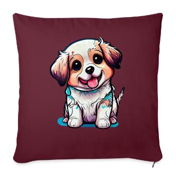 Embodies the pure joy that dogs bring us - Sofa pillowcase 17,3'' x 17,3'' (45 x 45 cm) - burgundy - Front