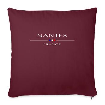 Nantes, France, white with French flag - Sofa pillowcase 17,3'' x 17,3'' (45 x 45 cm) - burgundy - Front