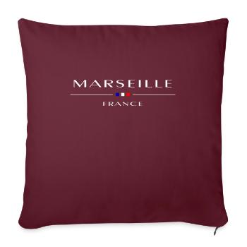 Marseille, white, with French flag - Sofa pillowcase 17,3'' x 17,3'' (45 x 45 cm) - burgundy - Front