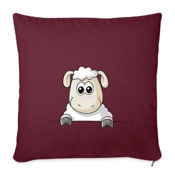 dessin animé moutons - Housse de coussin décorative 45 x 45 cm - bordeaux - Devant