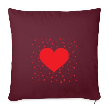 coeur rouge avec des petites étoiles en arrière-plan - Housse de coussin décorative 45 x 45 cm - bordeaux - Devant
