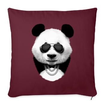 Panda en noir - Housse de coussin décorative 45 x 45 cm - bordeaux - Devant